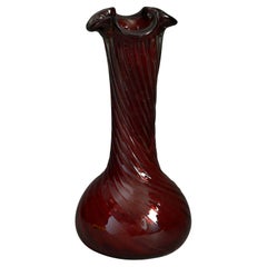 20th Century Red Swirl Glass Vase