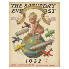 Impression vintage de navires aériennes avec un bébé « The Saturday Evening Post » (le poteau du soir du samedi), 1932