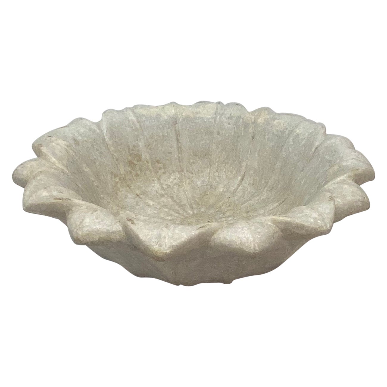 Carved Marble Lotus Bowl For Sale