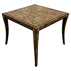 Vieille table de jeu Regency Maitland Smith en corne tessellée