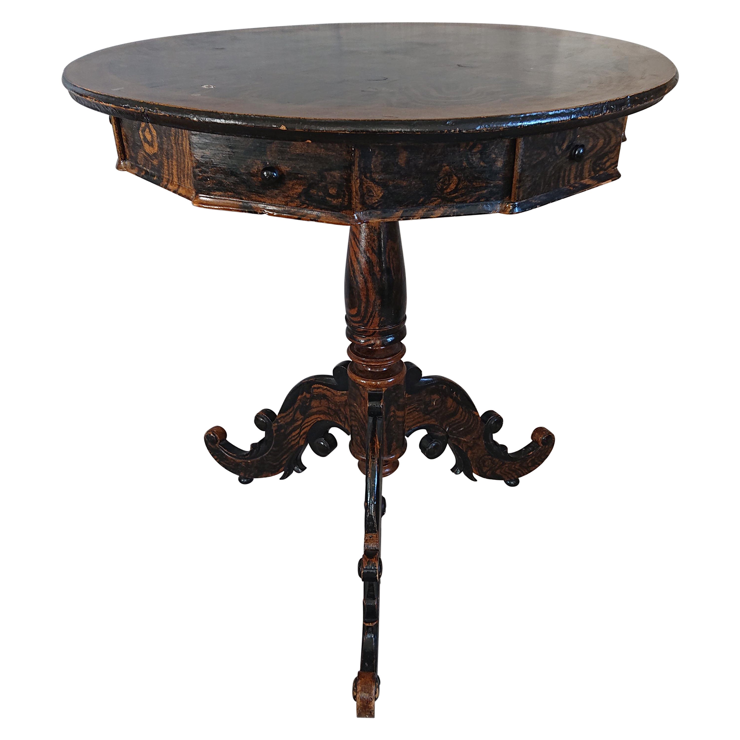 19th Century Swedish Pedestal Table Originalpaint