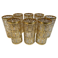 Vintage Set of 8 Imperial Glass Co. Highball Glasses in the Shoji Pattern