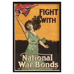 Affiche vintage de la Première Guerre mondiale britannique sur les obligations de guerre, combattant avec les États-Unis, vers 1917-18