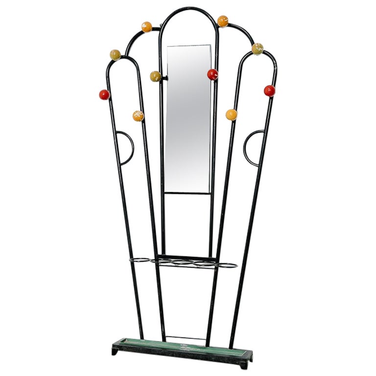 Vintage Coat Rack with Mirror at 1stDibs