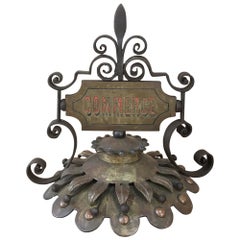 Accessoire de signalisation commercial en laiton décoratif du 19ème siècle
