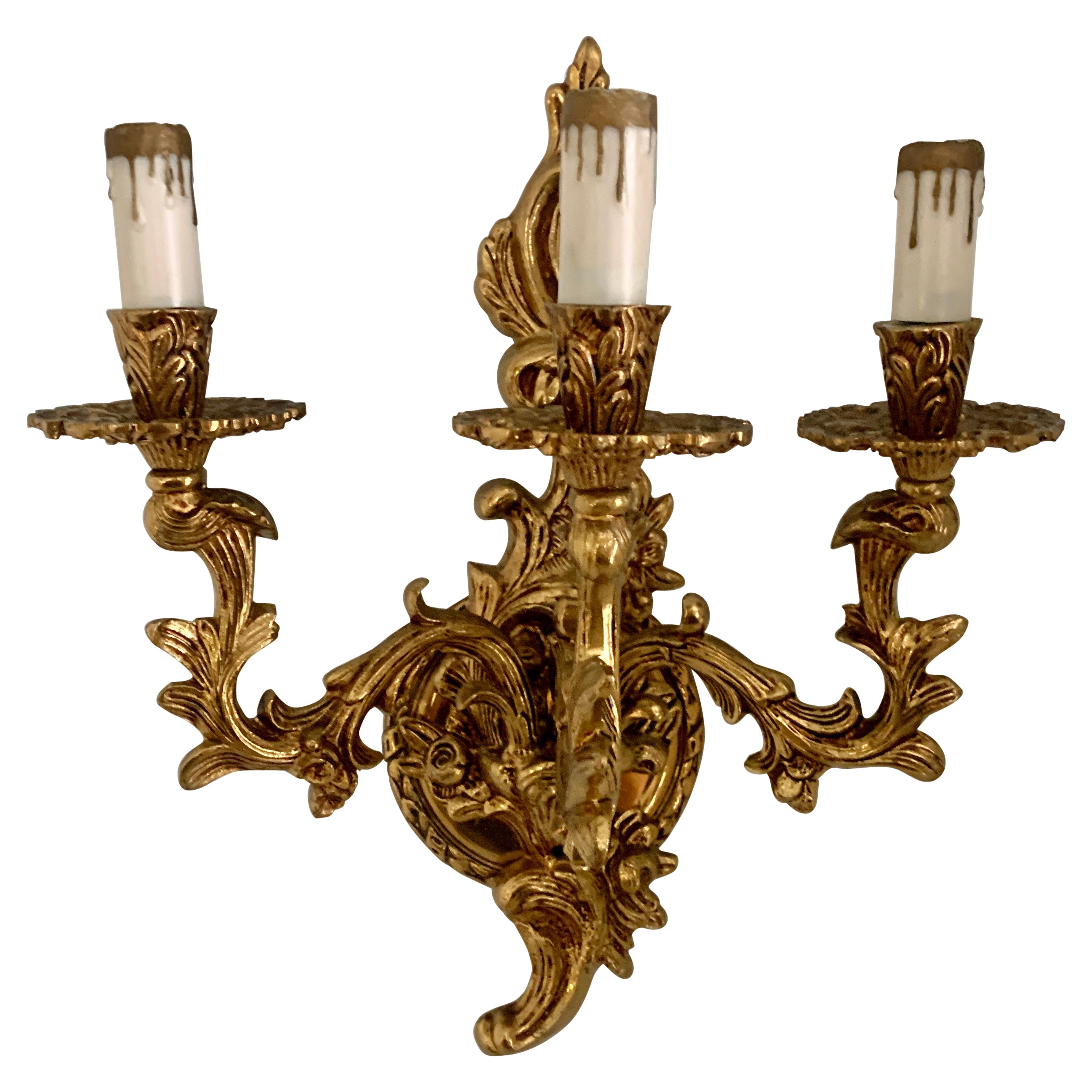 Gilt Wall Sconce with three Lights