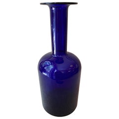Retro Otto Brauer for Holmegaard Tall Cobalt Glass Vase