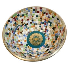 Retro Georges Briard Brass Bowl with Tiled Interior in the Regalia Pattern