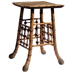 Antique 19th Century Burnt Bamboo Tabouret Table
