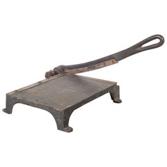 Antique Cast Iron and Brass Guillotine Paper Cutter, c.1930-1950