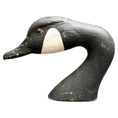 Vintage Painted Iron Canada Goose Head Paperweight or Sculpture