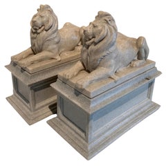 Pair of Reclining Lion Bookends