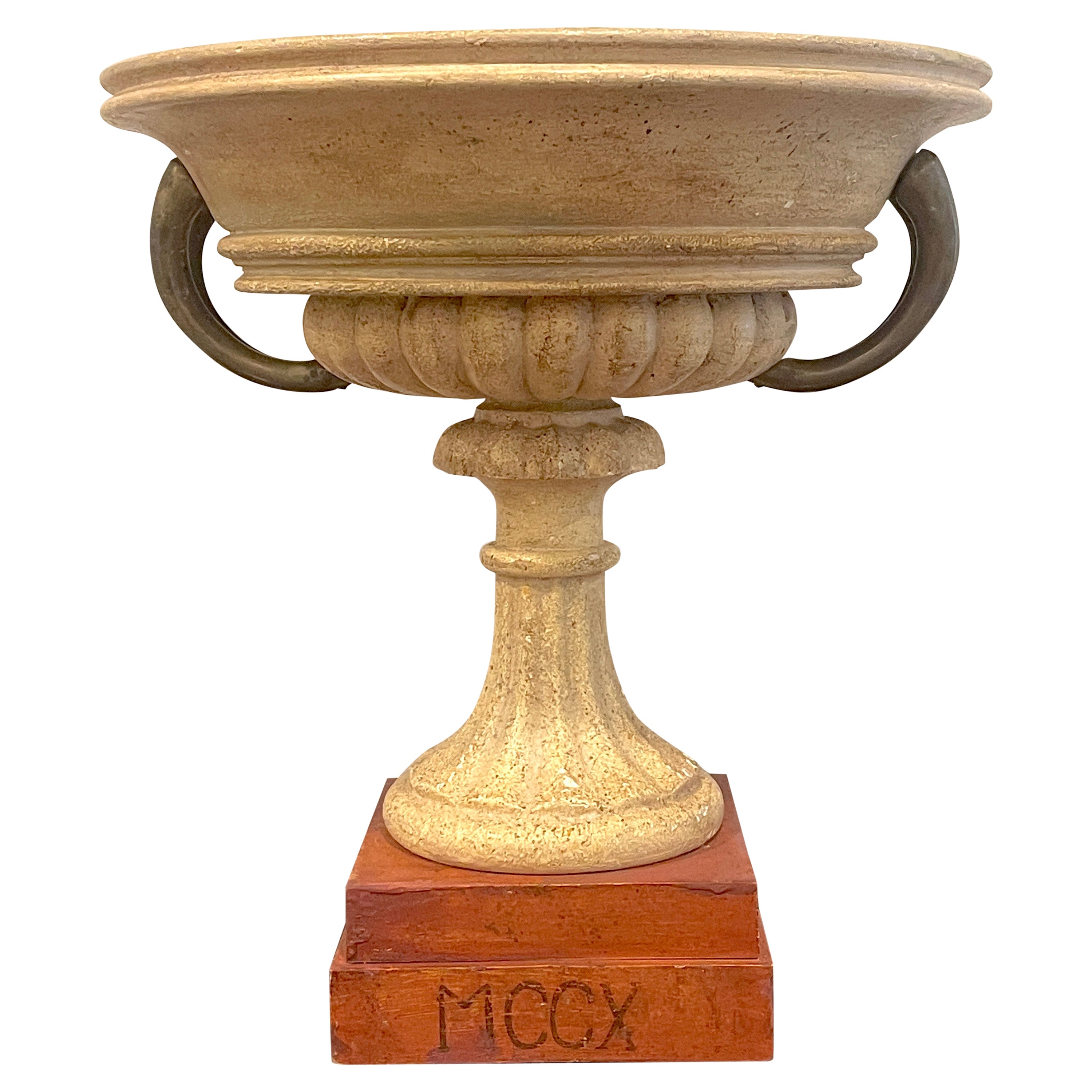 Large Roman Grand Tour Style Carved, Polychromed Wood & Bronze Mounted Tazza For Sale