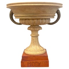 Large Roman Grand Tour Style Carved, Polychromed Wood & Bronze Mounted Tazza