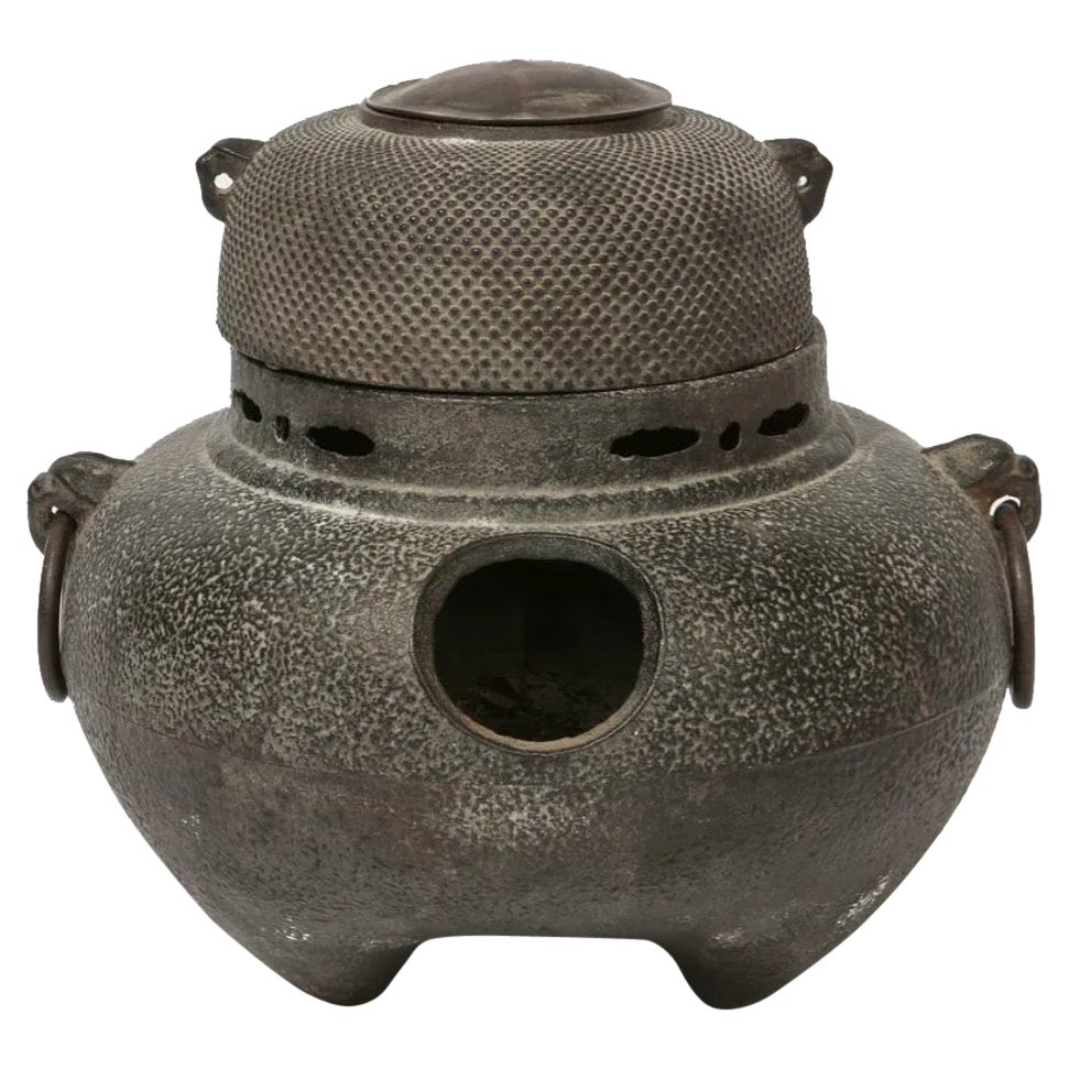 Japanese Iron Tea Ceremony Teapot with Original Brazier