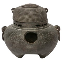 Antique Japanese Iron Tea Ceremony Teapot with Original Brazier