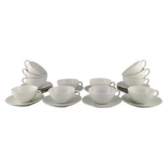 Royal Copenhagen, Salto Service, White, Twelve Teacups with Saucers, 1960s