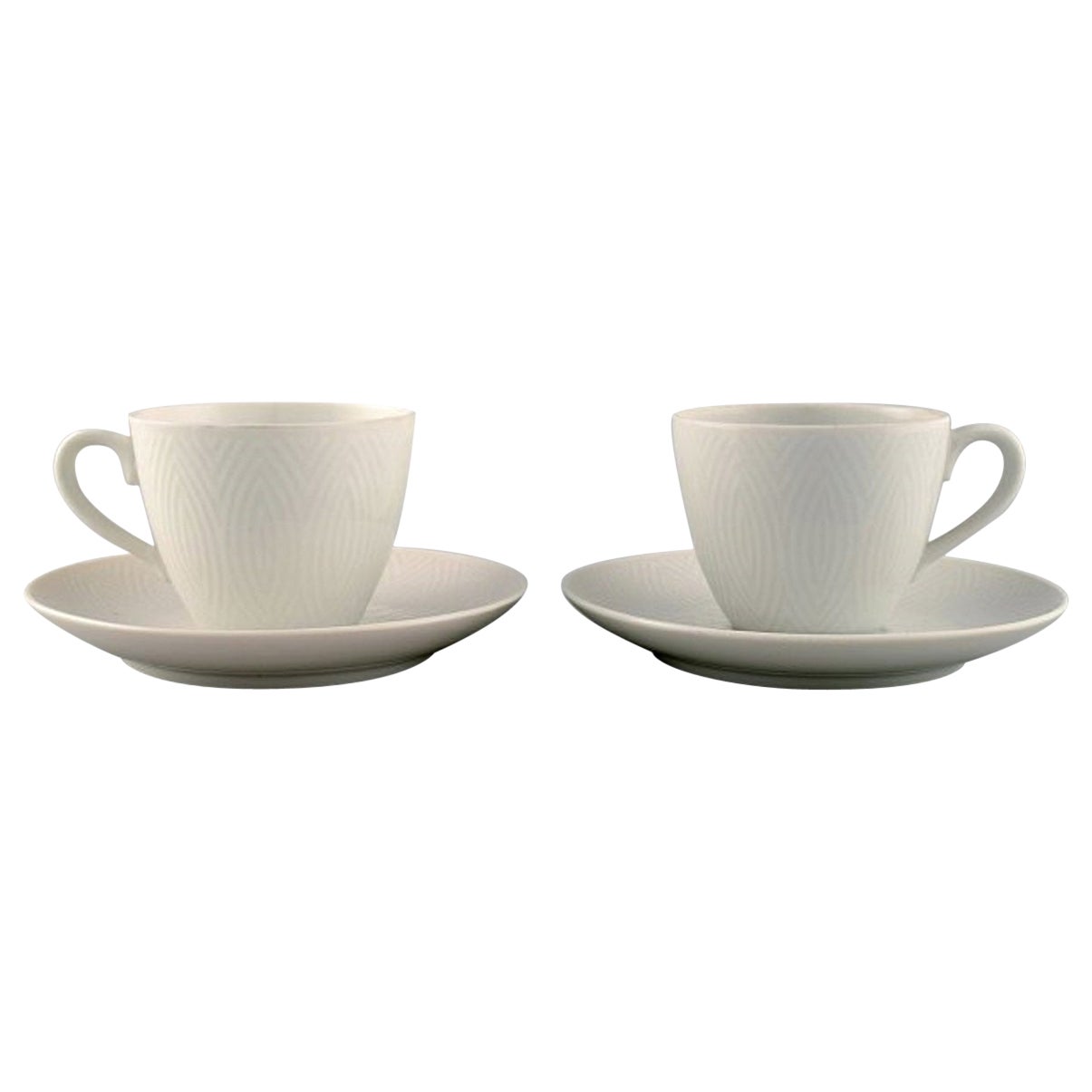 Royal Copenhagen, Salto Service, White, Two Coffee Cups with Saucers, 1960s