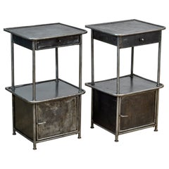 Antique Set Polished Iron Nightstand, 1920's