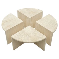 Set of Four Travertine Side or Coffee Tables, Italy, 1970s