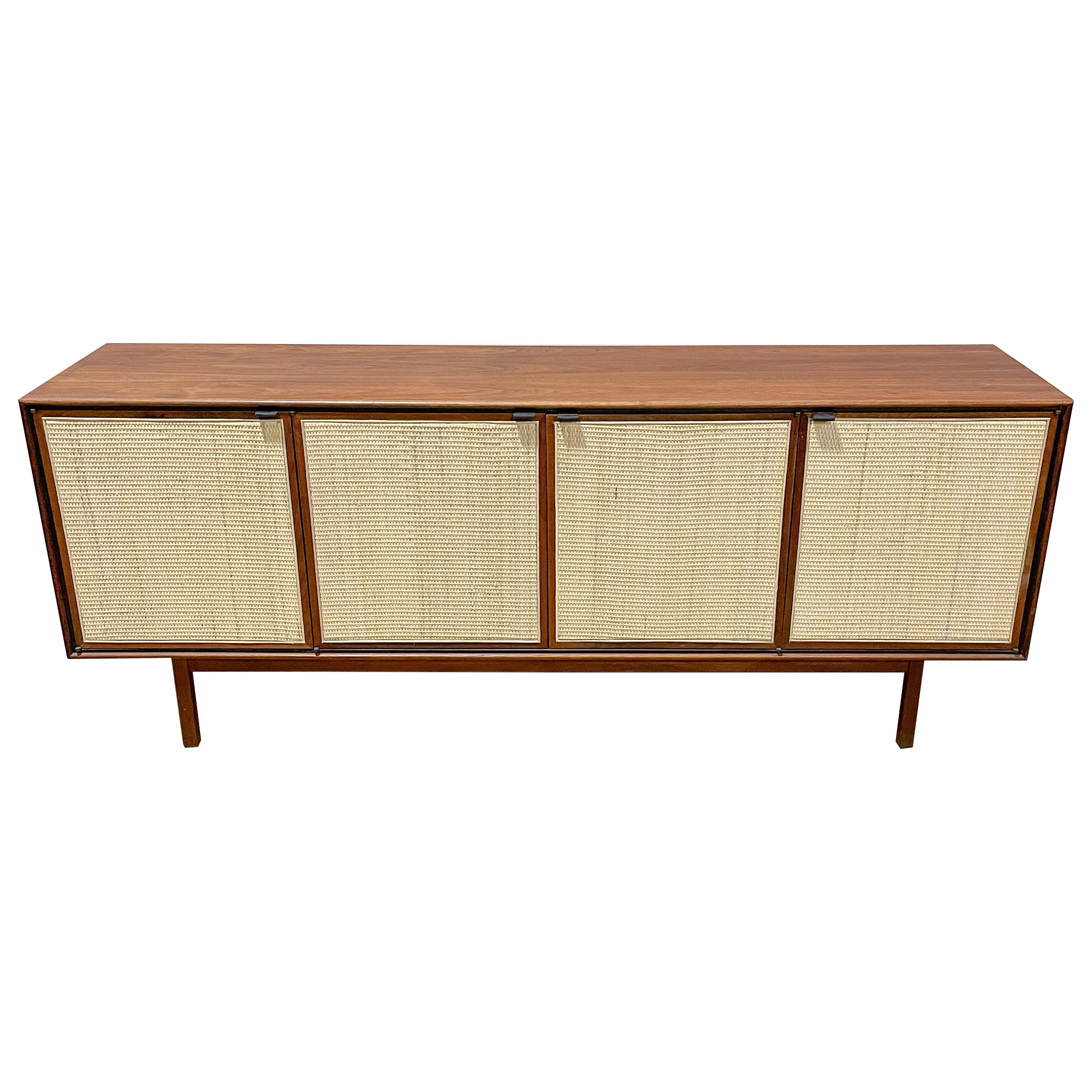 Walnut and Cane Mid Century Modern Credenza by Founders