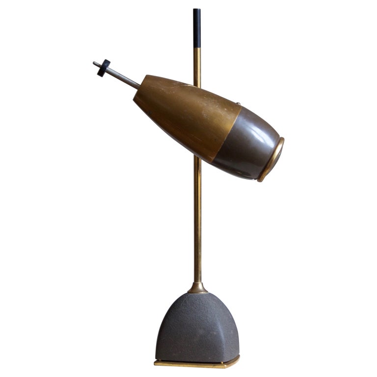 Oscar Torlasco, Table Lamp, Lacquered Metal, Brass, Glass, Lumi, Milano,  1950s For Sale at 1stDibs