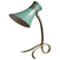 Italian Modernist Designer, Adjustable Table Lamp, Brass, Lacquered Metal, 1950s