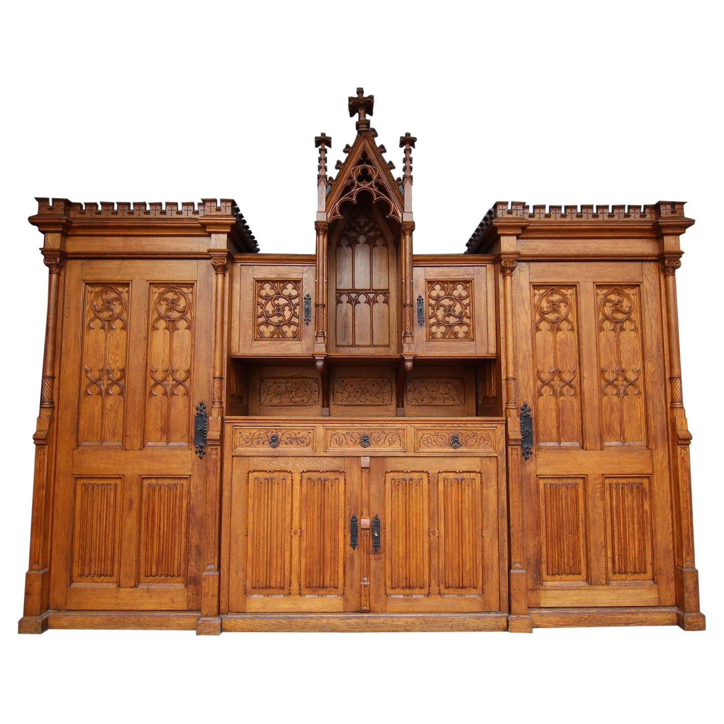 Large Early 20th Century German Gothic Revival Sacristy Cabinet
