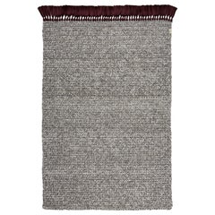 Alfombra gruesa de ganchillo hecha a mano 120X200 cm en color gris, cacao y vino