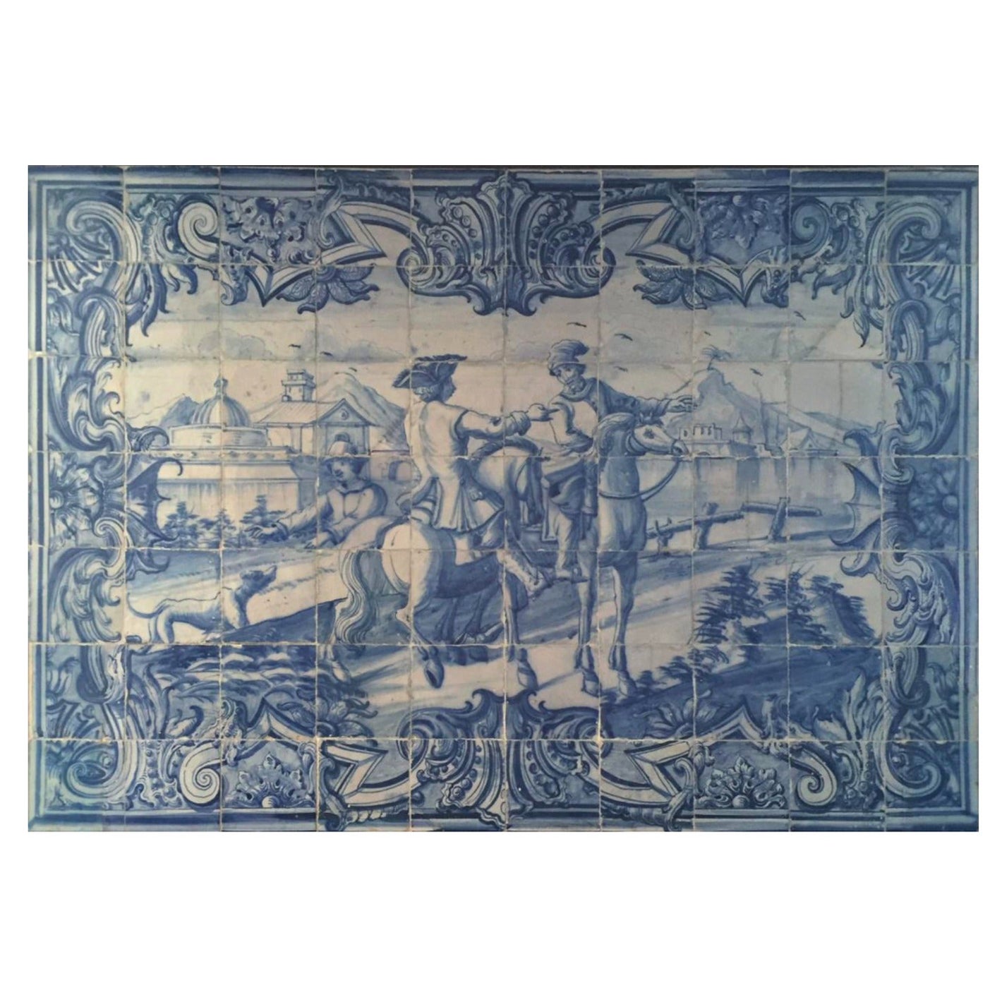 18th Century Portuguese " Azulejos " Panel "Countryside Scene"
