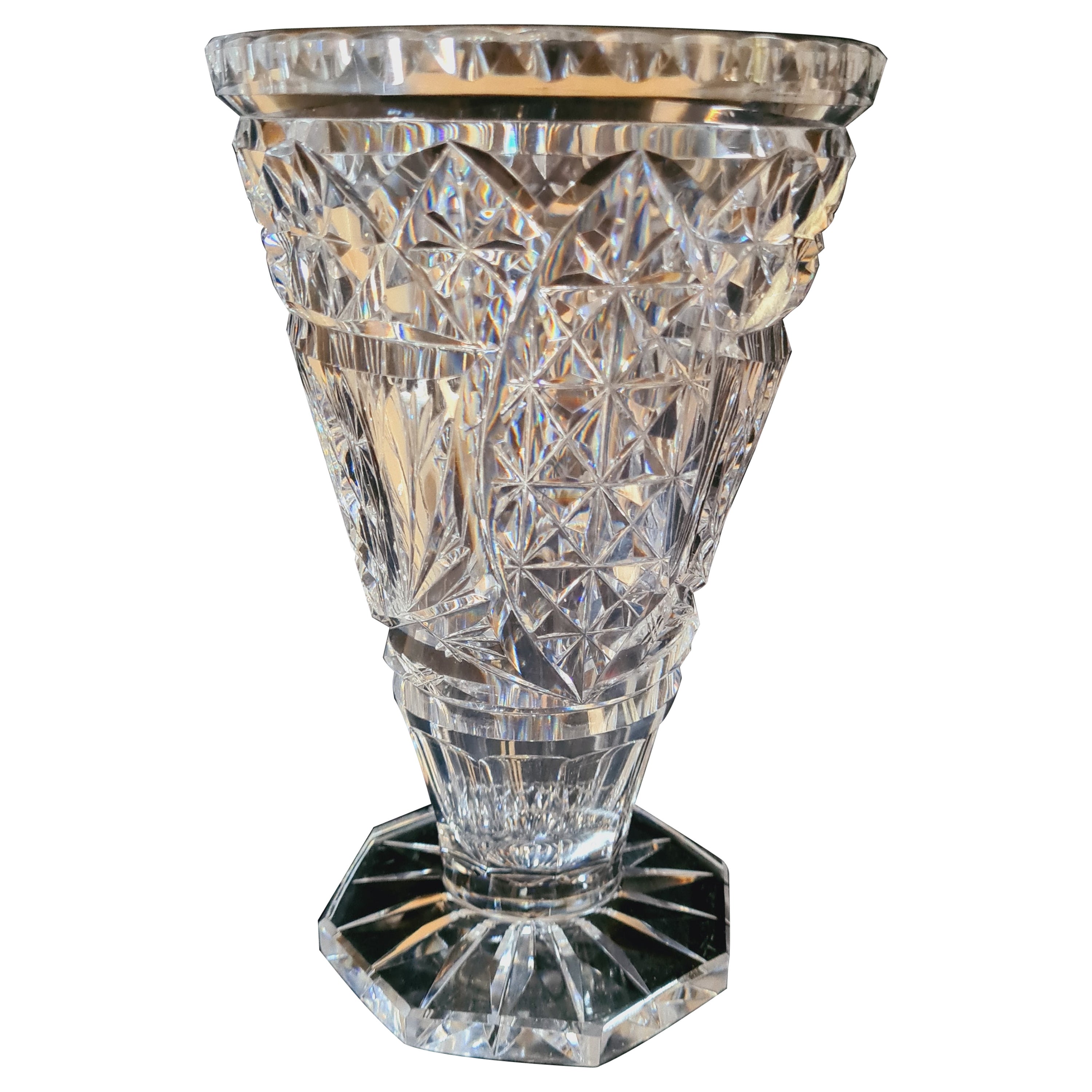 Antique American Brilliant Cut Glass Vase by Hawkes For Sale