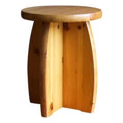 Swedish Modernist Designer, Minimalist Stool, Pine, 1970s