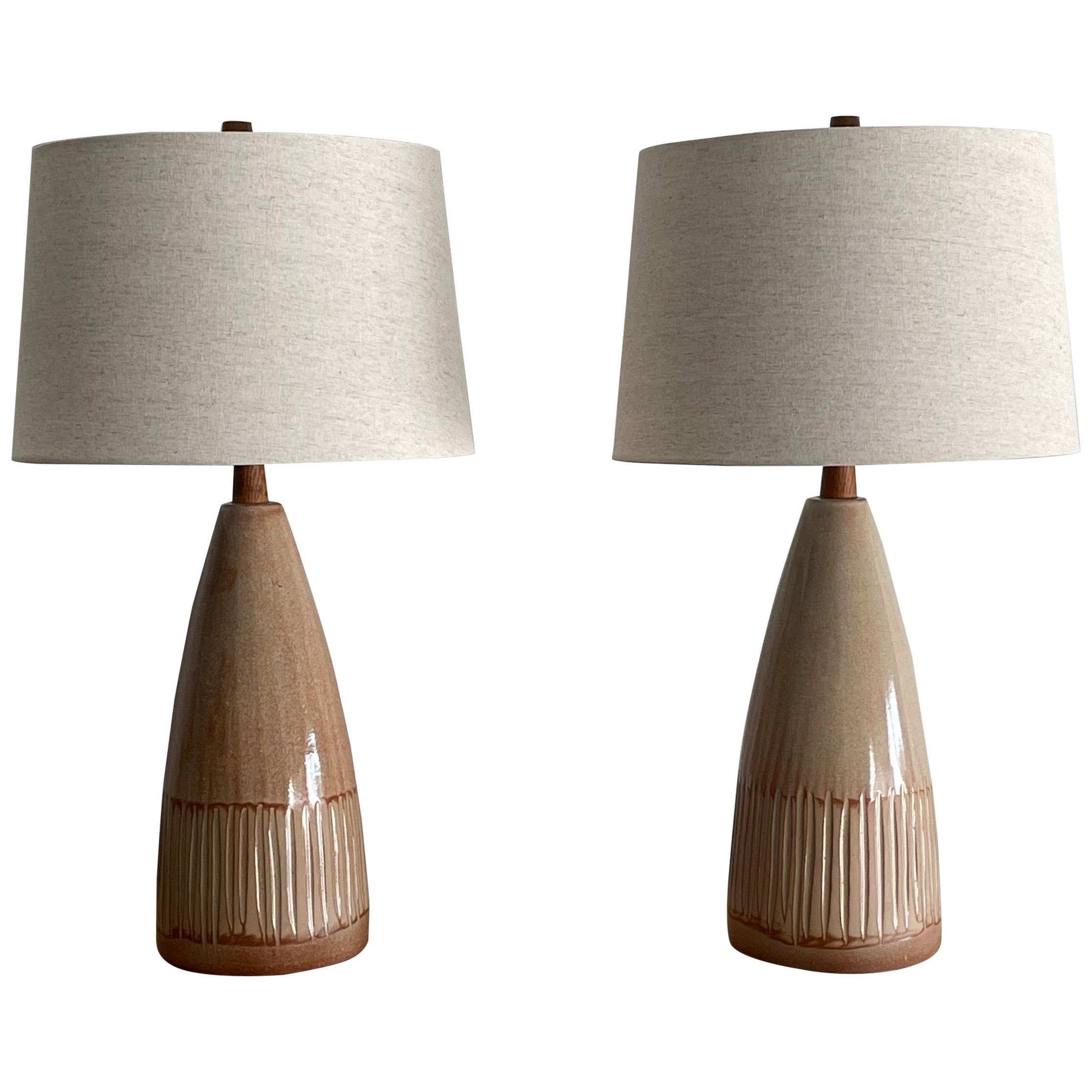 Large Pair of Jane and Gordon Martz Table Lamps, Rose/ Blush