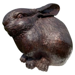 Lapin japonais fin:: grand:: vieux:: classique:: à fourrure:: en bronze