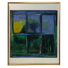 Vintage Original Abstract Composition by C. Azuelos, Imaginary Window