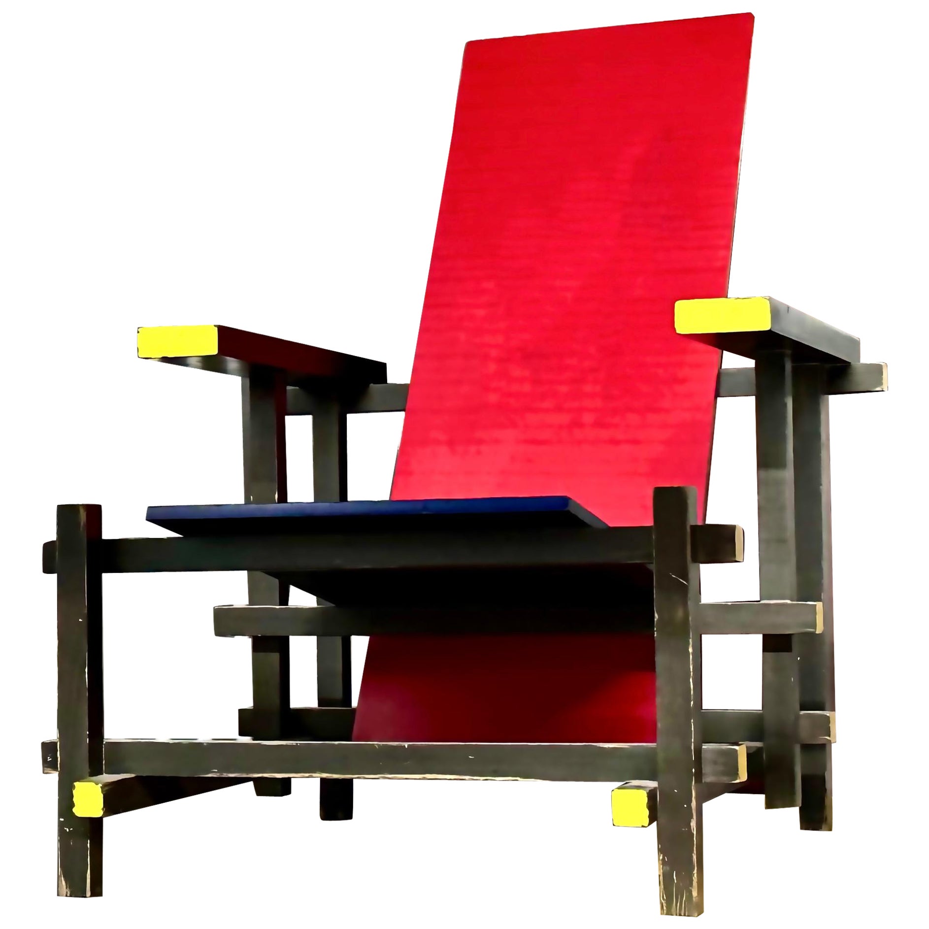 Roter und blauer Stuhl von Gerrit Rietveld für Cassina, Italien, De Stijl Modern, 1918