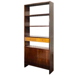 Vintage Branco e Preto Jacaranda Bookcase with Drawers, Luiz Pássaro, Brazil, 1950s