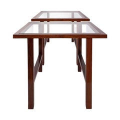 Branco & Preto Caviuna Side Table, Glass Top, Luiz Pássaro, Brazil, 1960s