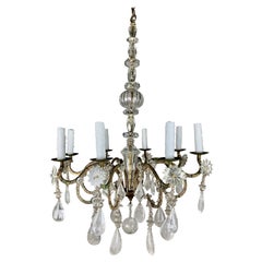 Vintage Eight Light Rock Crystal Chandelier C. 1930's