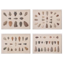 Collection d'Indiens d'Amérique encadrée Arrowhead:: ensemble de quatre pièces