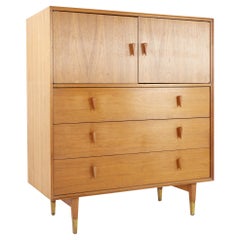 Albert Parvin Style Mid Century Walnut Highboy Dresser