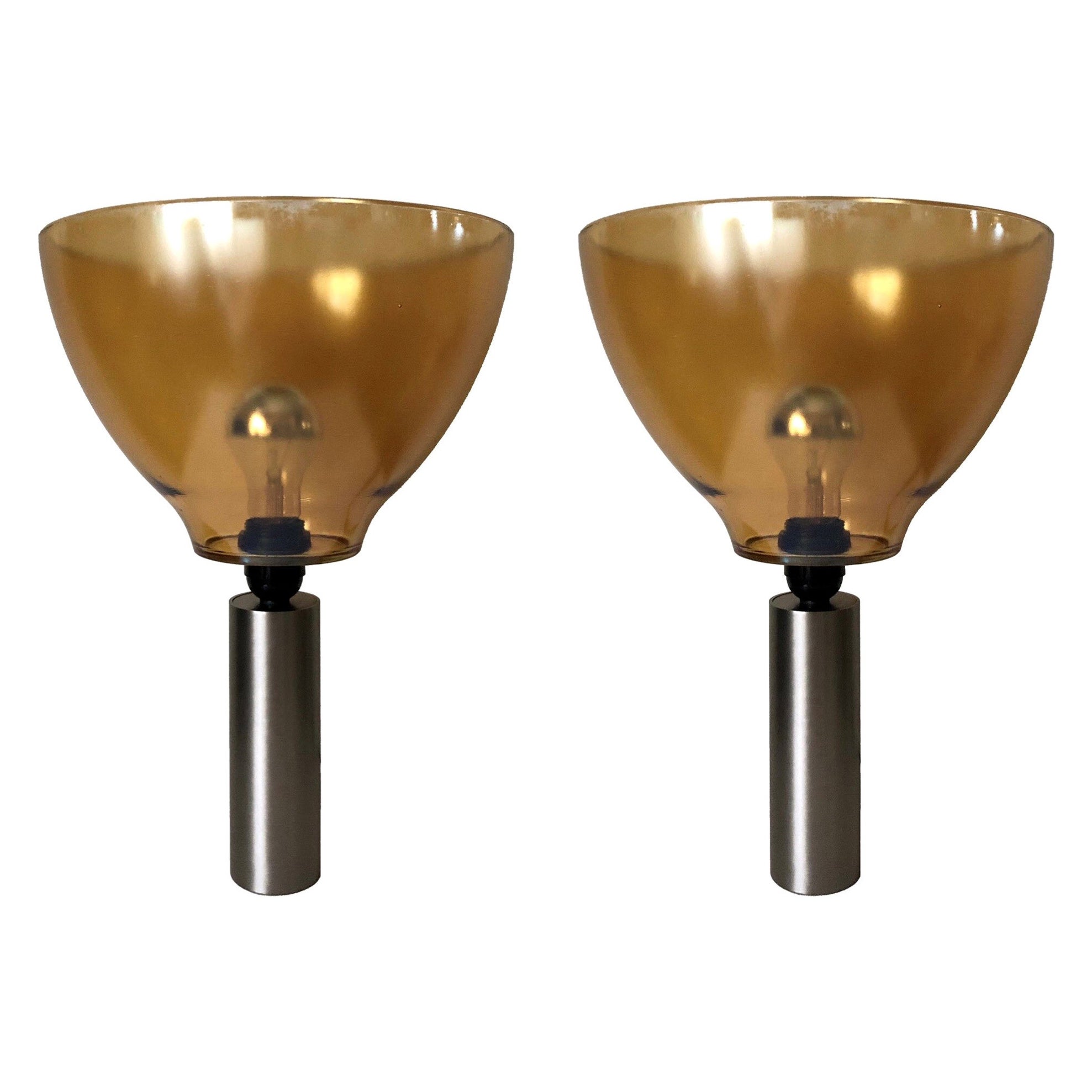 Pair of Italian Murano Glass Table Lamps, 1980s