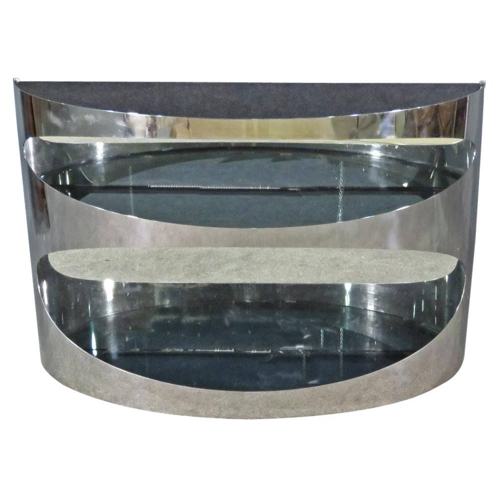 Chrome and Smoked Glass Console in the Style of Pierre Cardin