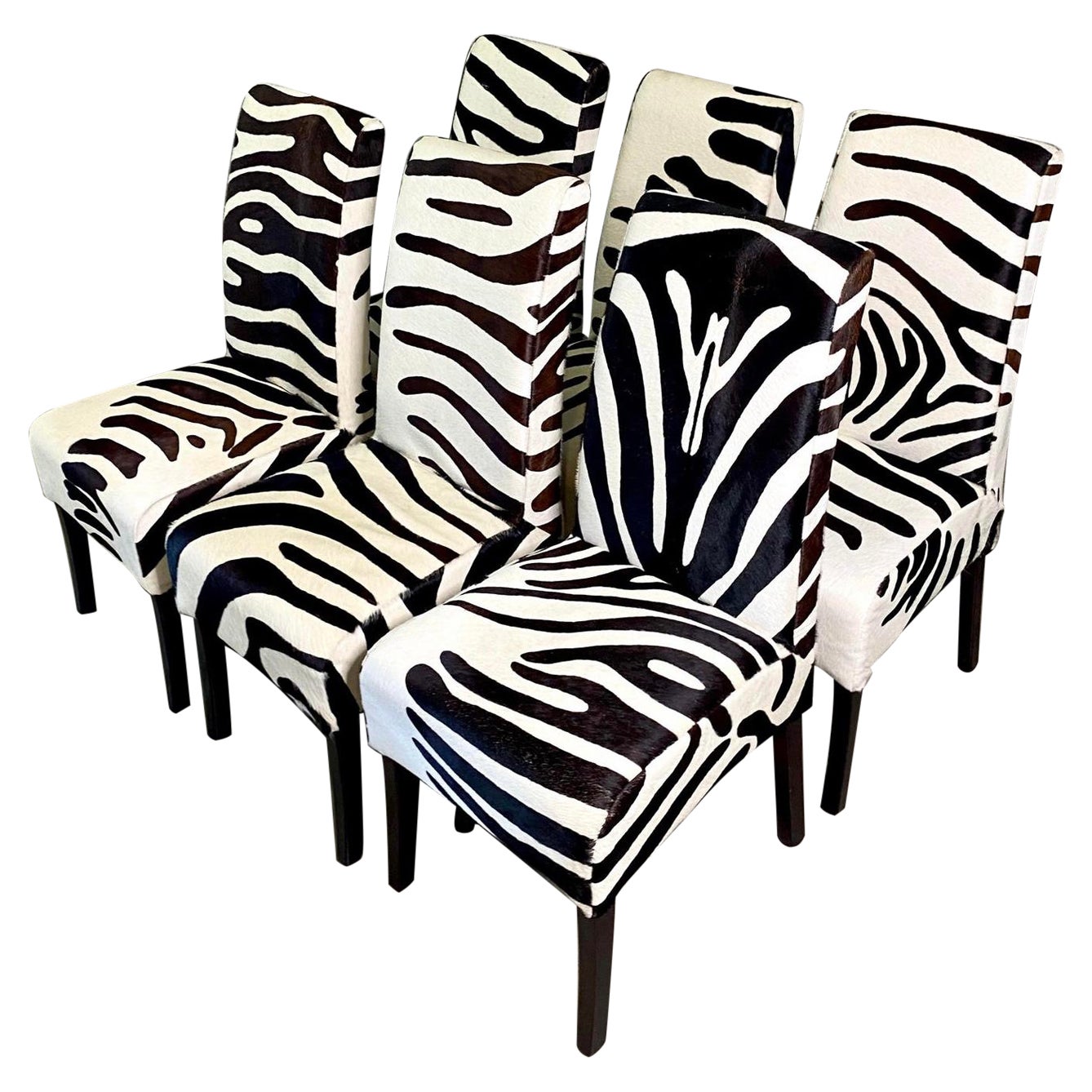 Contemporary Palecek Zebra Dining Chairs, Set of 6