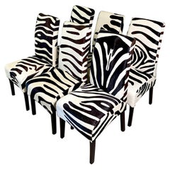 Used Contemporary Palecek Zebra Dining Chairs, Set of 6