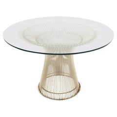 Warren Platner für Knoll Mid Century Glasplatte Nickel Esstisch