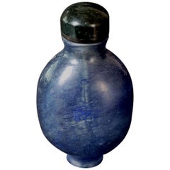 Tabatière chinoise ancienne sculptée en lapis, 19ème siècle