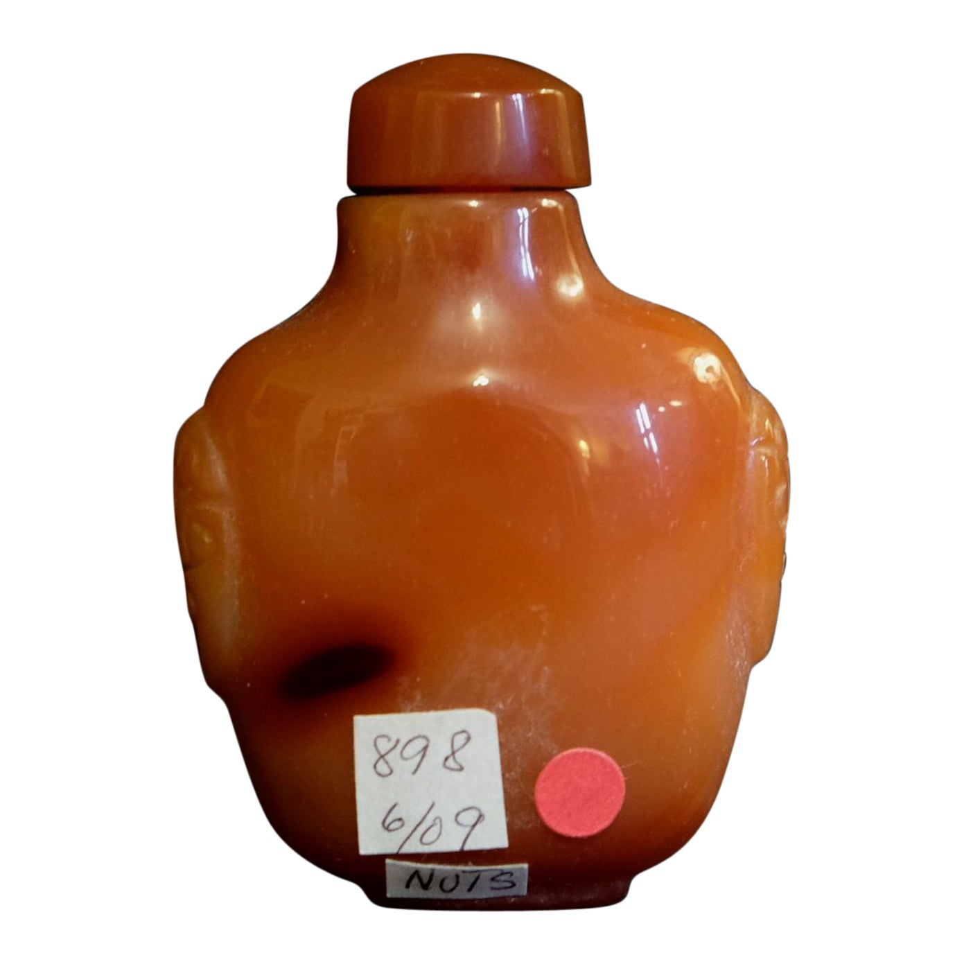 Antike chinesische geschnitzte Achat-Schnupftabakflasche, 20. Jahrhundert