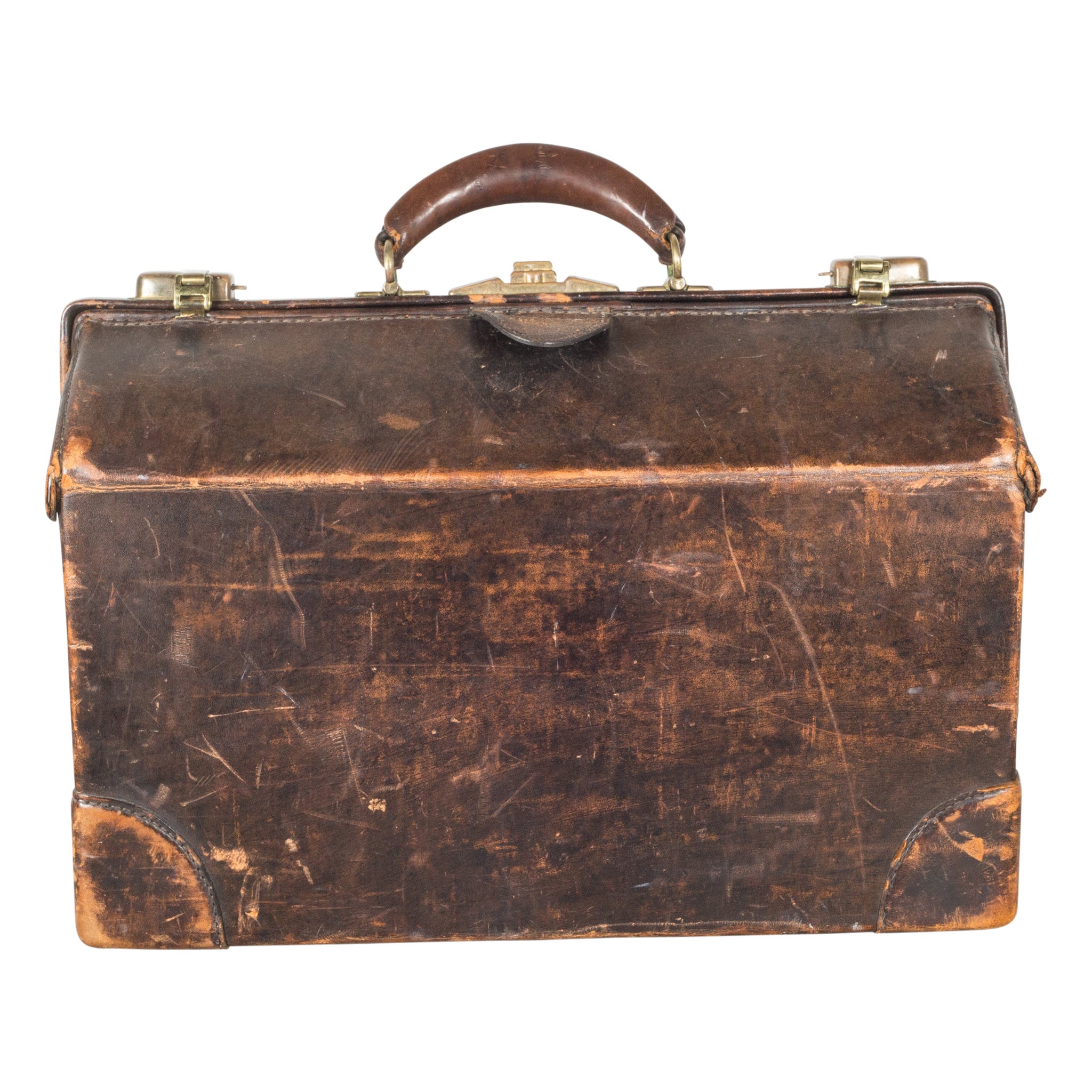 Antique Leather Doctor's Examination House Call Bag, c.1930-1940