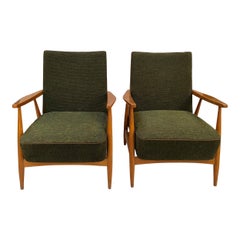 Pair of Green Mid Century Arm Chairs